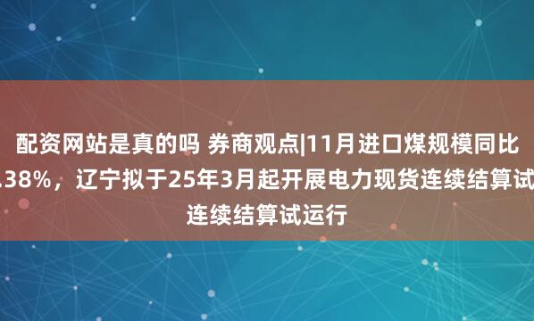 配资网站是真的吗 券商观点|11月进口煤规模同比+26.38%，辽宁拟于25年3月起开展电力现货连续结算试运行