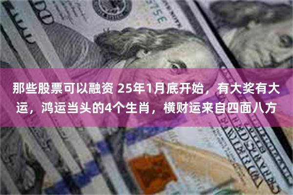 那些股票可以融资 25年1月底开始，有大奖有大运，鸿运当头的4个生肖，横财运来自四面八方