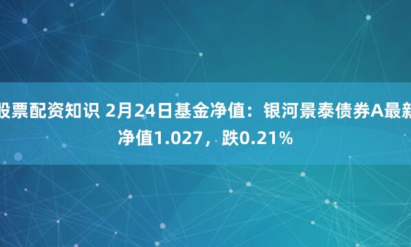 股票配资知识 2月24日基金净值：银河景泰债券A最新净值1.027，跌0.21%